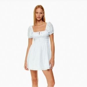 Aritzia Sunday Best Organic Cotton Puff Sleeve Babydoll Mini Dress Size Large